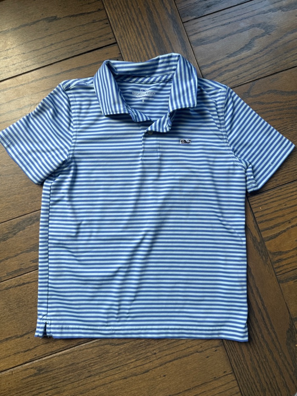 Vineyard Vines Boys Performance Blue Stripe Kids Polo Shirt Size 6